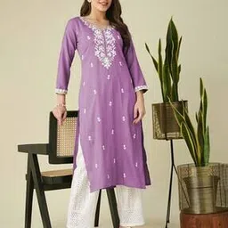 forkey Women Embroidered Straight Kurta  -picture-12