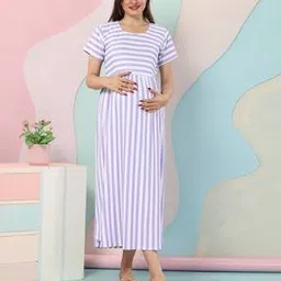 easy mom Women Stripes Fit and Flare Dress-picture-52