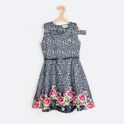 peppermint Floral Print A-line Dress with Detachable Belt image 1