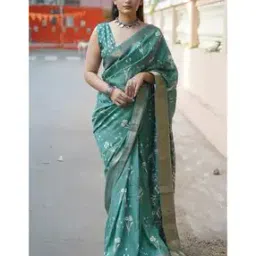 mirchi fashion Women Floral Print Saree with Unstitched Blouse Piece-picture-18