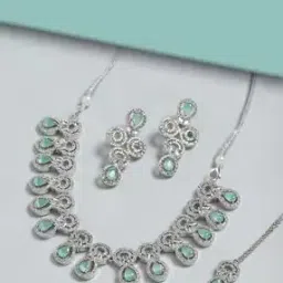 trink Women Rhodium-Plated American Diamond Studded Multi-piece Set-picture-10