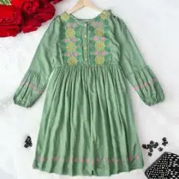 bella moda Girls Embroidery Fit and Flare Dress-picture-40