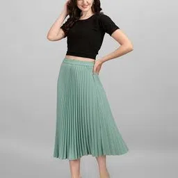 zwerlon x ag Women Accordion Pleated Flared Skirt-picture-30