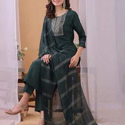 svaraa Women Embroidered Straight Kurta Set with Dupatta -picture-31