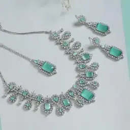 trink Women Silver-Plated Stone-Studded Necklace & Earrings Jewellery Set-picture-29