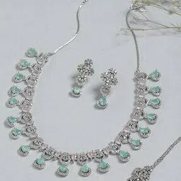 trink Women Silver-Plated Stone-Studded Necklace & Earrings Jewellery Set-picture-33