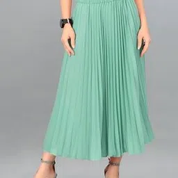 Women A-Line Skirt with Elasticated Waistband-image-50