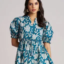 berrybird Women Floral Print Relaxed Fit Peplum Top image 1