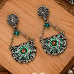 everstylish Women Beaded Oxidised Drop Earrings-picture-13