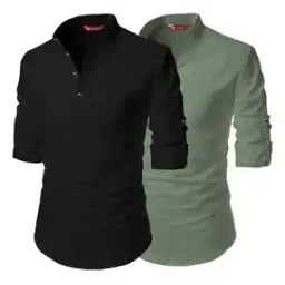 yugnik Men Pack of 2 Slim Fit Short Kurtas-picture-16