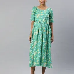 swishchick Women Leaf Print Fit & Flare Dress-picture-53