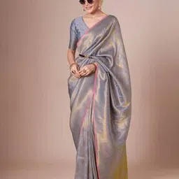 ri-wah Women Floral Woven Saree with Tassels-picture-13