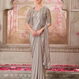 ri-wah Women Embroidered Design Sequins Satin Silk Embellished Saree Traditional Saree-picture-31