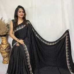 Elegant Ajarakh Printed Satin Saree with Traditional Motifs -image-24