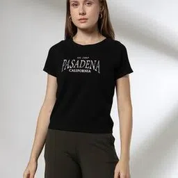 teamspirit Women Embossed Iridescent Regular Fit Crew-Neck T-Shirt-picture-13