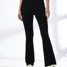 Women Ribbed Flared Track Pants-image-83