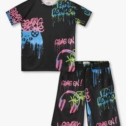 lee cooper Boys Graphic Print Relaxed Fit Shorts & T-Shirt Set-picture-46