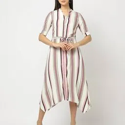 fig Striped Shirt Dress with Waist Tie-Up-picture-40