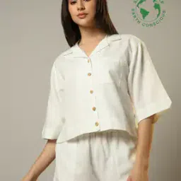 proearth by azorte Linen Blend Resort Collar Shirt-picture-22