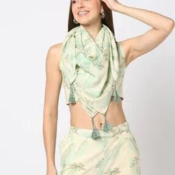 svrnaa by azorte Leaf Print Scarf-picture-7