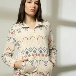 dnmx Girls Geometric Print Regular Fit Bomber Jacket-picture-16