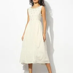 Women Lurex Striped Fit & Flare Dress-image-5