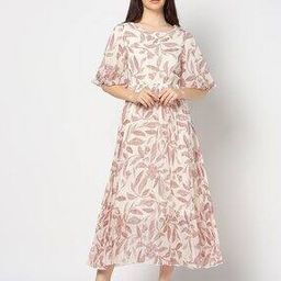 fig Women Leaf Print A-Line Dress-picture-25