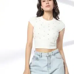 rio Women Rhinestone Embellished Regular Fit Crop Top-picture-33