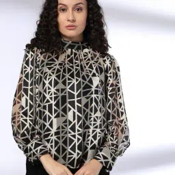 fig Women Geometric Print Relaxed Fit Top with Slip image 1