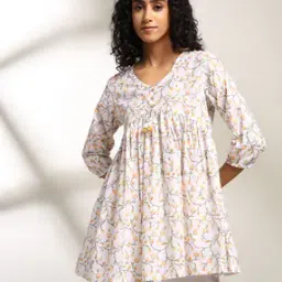 fusion Women Floral Print Flared Kurti-picture-26