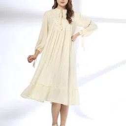 fusion Women Tiered Dress with Embroidered Yoke-picture-15