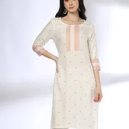 avaasa mix n' match Women Leaf Print Straight Kurta-picture-16