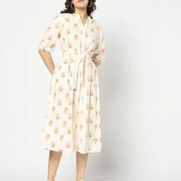 yousta Women Paisley Print Shirt Dress with Tie-Up Belt-picture-52