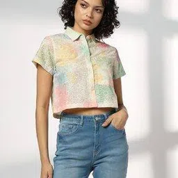 rio Women Schiffli Embroidered Regular Fit Crop Shirt-picture-28