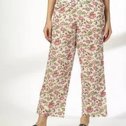 Women Floral Print Straight Fit Palazzos-image-5