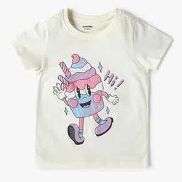 yousta Girls Graphic Print Relaxed Fit Round-Neck T-Shirt-picture-17