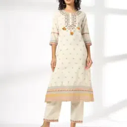 avaasa set Women Embroidered Straight Kurta & Palazzos Set-picture-27