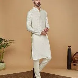 kisah Men Regular Fit Long Kurta with Mandarin-Collar-picture-31