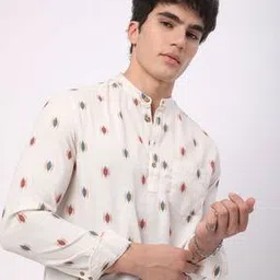 vastrado Men Printed Slim Fit Short Kurta with Mandarin Collar-picture-52