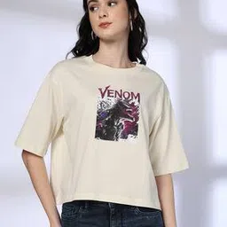 dnmx Women Graphic Print Boxy Fit Crew-Neck T-Shirt-picture-31