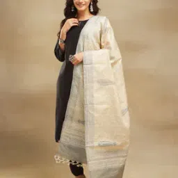 fabindia Women Block Print Dupatta with Tassels-picture-43