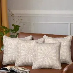 peepul tree Set of 4 Crochet Cotton Cushion Cover 16" x 16"-picture-47
