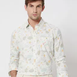mufti Men Terrazzo Print Slim Fit Shirt with Patch Pocket-picture-27
