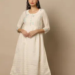 indie picks Embroidered Cotton Dobby Flared Kurta-picture-51
