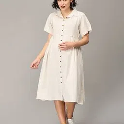 the mom store Pleated Button-Down Shirt Dress-picture-18