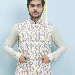see designs Geometric Print Tailored Fit Nehru Jacket-picture-18