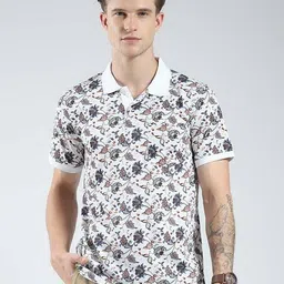 monte carlo  Men Collar Neck Polo Micro Print T-shirt image 1