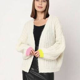 vero moda Knitted Front-Open Cardigan with Full Sleeves-picture-6