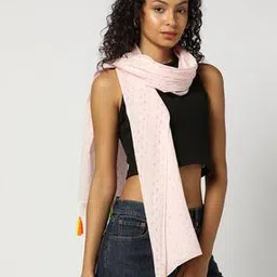 yousta Women Swiss-Dot Scarf with Tassels-picture-47