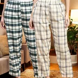 kryptic Women Pack of 2 Checked Straight Fit Pyjamas-picture-26